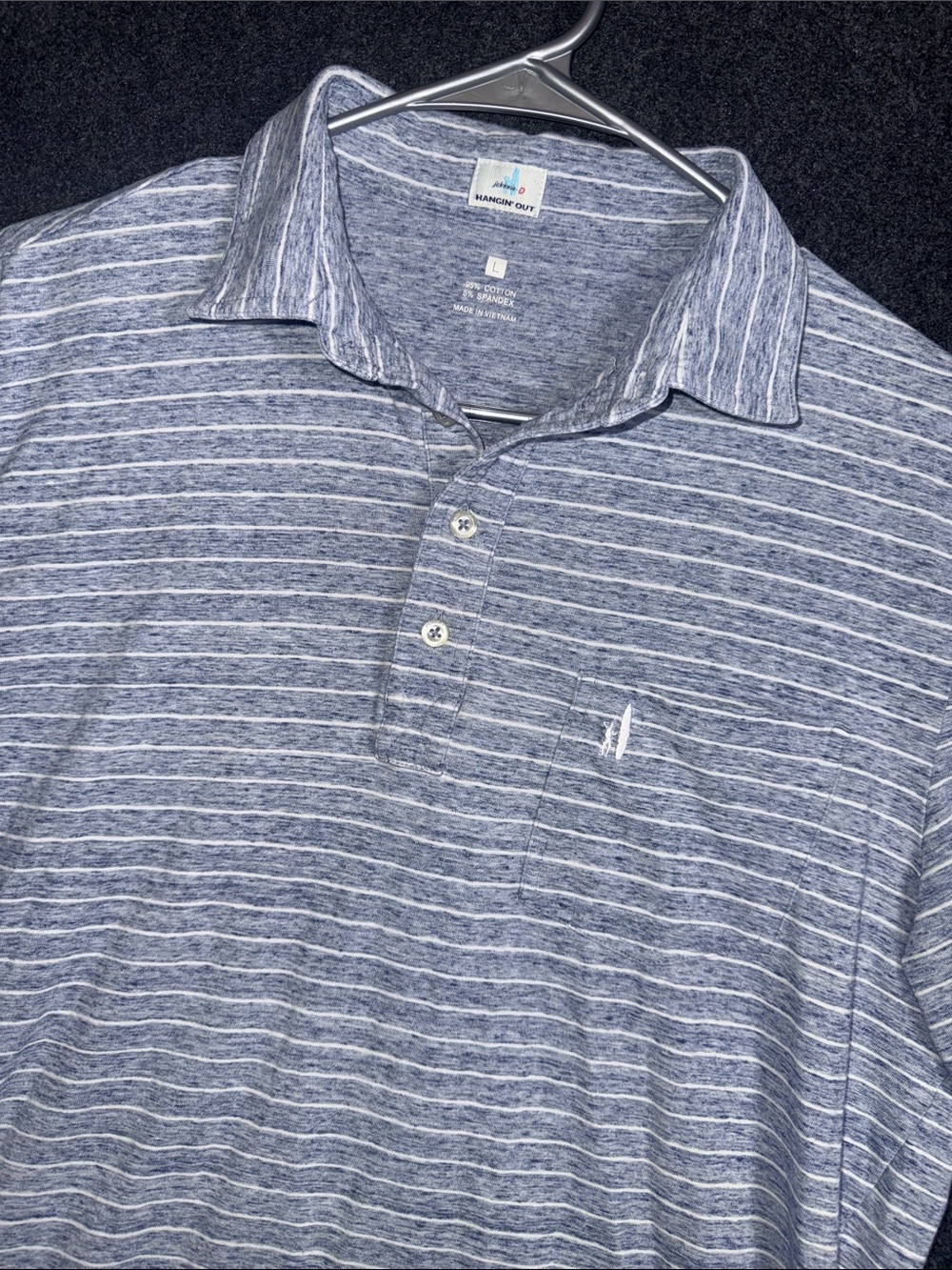 johnnie-O Heathered Navy and White Striped Polo